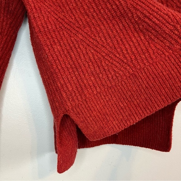 Madewell Womens Rust Red Wool Blend Ribbed Chunky Knit Turtleneck Sweater Sz M - Picture 6 of 15